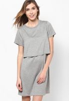 Miss Bennett London Grey Plain Short T-Shirt Dress