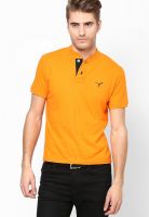 Monteil & Munero Orange Solid Henley T-Shirts