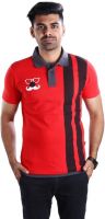Mrtees Solid Men's Polo Neck Red T-Shirt