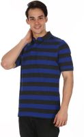 Mudo Striped Men's Polo Neck Blue T-Shirt