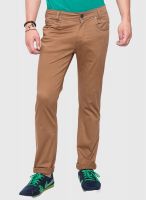 Mufti Solid Brown Narrow Fit Jeans
