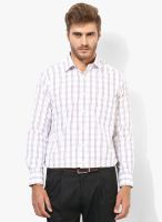 Peter England White Checks Regular Fit Formal Shirt