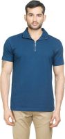 Poshuis Solid Men's Polo Neck Blue T-Shirt