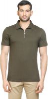 Poshuis Solid Men's Polo Neck Dark Green T-Shirt