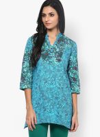 Rain & Rainbow Aqua Blue Cotton Kurti