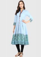 Rain & Rainbow Blue Printed Anarkali