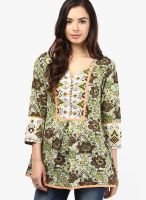 Rain & Rainbow Brown Cotton Kurti