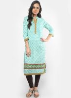 Rain & Rainbow Green Printed Kurta