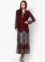 Raindrops Maroon Self Design Others Kurta