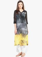 Raindrops Yellow Graphic Print Georgette Kurta