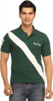 Rockhard Striped Men's Polo Neck Dark Green T-Shirt