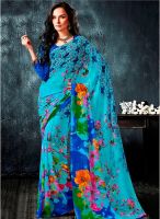 Roop Kashish Blue Printed Saree