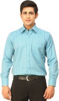 Seven Days Men's Checkered Formal Light Blue Shirt