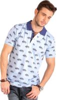 Smugglerz Printed Men's Polo Neck Light Blue T-Shirt