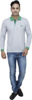 Sobre Estilo Solid Men's Polo Neck Grey T-Shirt