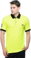 Sobre Estilo Solid Men's Polo Neck Yellow T-Shirt