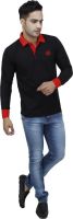 Sobre Estilo Solid Men's Polo Neck Black T-Shirt