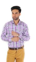 Spaky Men's Checkered Formal Purple Shirt