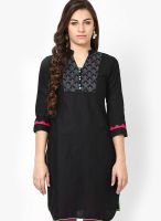 Span Black Printed Kurta