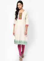 Span Cotton Off White Kurti