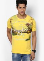 Spykar Yellow Round Neck T-Shirt