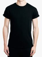 TOPMAN Black Solid Round Neck T-Shirt