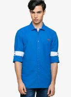 Teemper Solid Blue Casual Shirt