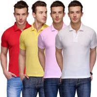Teesort Solid Men's Polo Neck Multicolor T-Shirt(Pack of 4)