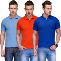 Teesort Solid Men's Polo Neck Multicolor T-Shirt(Pack of 3)
