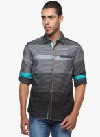 The Indian Garage Co. Black Check Slim Fit Casual Shirt