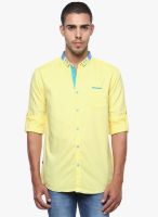 The Indian Garage Co. Yellow Solid Slim Fit Casual Shirt