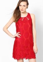The Vanca Red Colored Embroidered Shift Dress