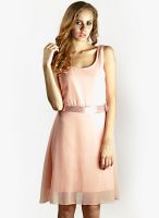 The Vanca Sleeve Less Embellished Peach Dress