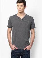 Tom Tailor Dark Grey Melange Serafino Collar T Shirt