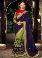 Touch Trends Blue Embroidered Saree