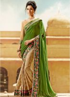 Touch Trends Green Embroidered Saree