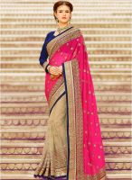 Touch Trends Pink Embellished Saree