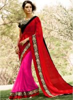 Touch Trends Red Embroidered Saree