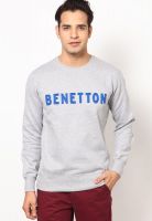 United Colors of Benetton Grey Solid Round Neck T-Shirts