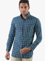 Vintage Blue Check Slim Fit Casual Shirt