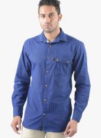 Vintage Blue Striped Slim Fit Casual Shirt
