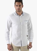 Vintage White Slim Fit Casual Shirt