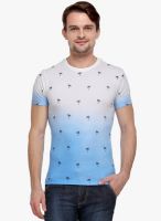 WYM Blue Printed Round Neck T-Shirt