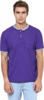 Yepme Solid Men's Polo Neck Purple T-Shirt