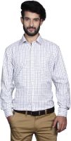 Yorkshire Men's Checkered Formal White Shirt
