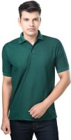 eSOUL Solid Men's Polo Neck Dark Green T-Shirt