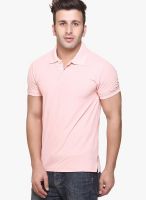 American Crew Peach Solid Polo T-Shirts