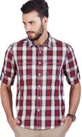 American Swan Men's Checkered Casual Red Shirt