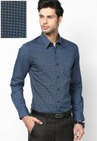 Arrow Navy Blue Printed Slim Fit Formal Shirt