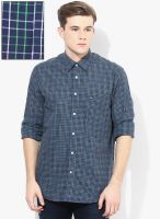 Arrow Sports Navy Blue Check Regular Fit Casual Shirt